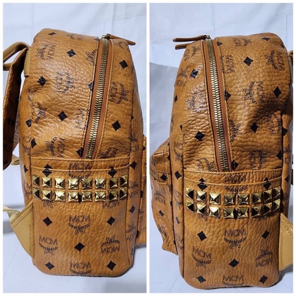 Authentic MCM Visetos Stark Medium Leather Backpack Brown - Picture 8 of 15